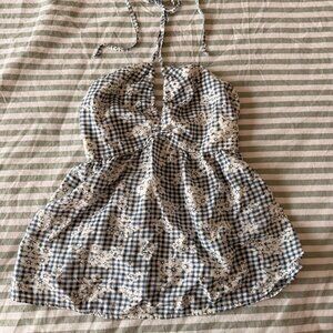 Blue And White Gingham Halter 711 D